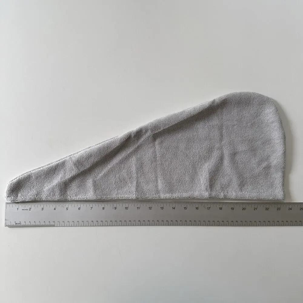 NIB Katelle Spa Hair Towel Wrap‎ Gray Microfiber Button Closure 23” x 9”